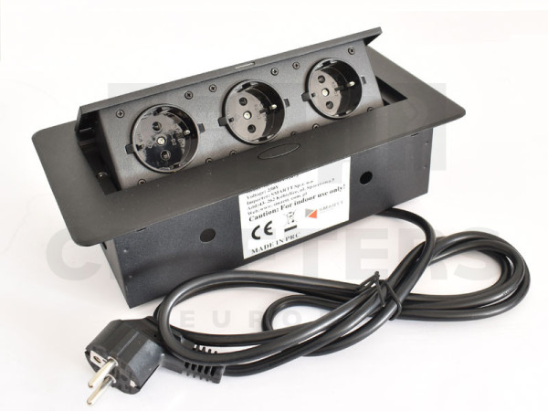 KONNEKTOR ELOSZTÓ MODULBOX II - 3 DB 230 V-OS DUGALJJAL MATT FEKETE