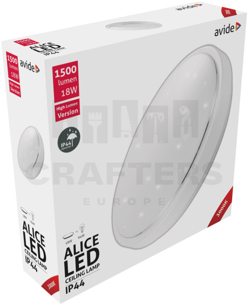 Avide LED Mennyezeti Lámpa IP44 Alice 18W 330*100mm WW 3000K