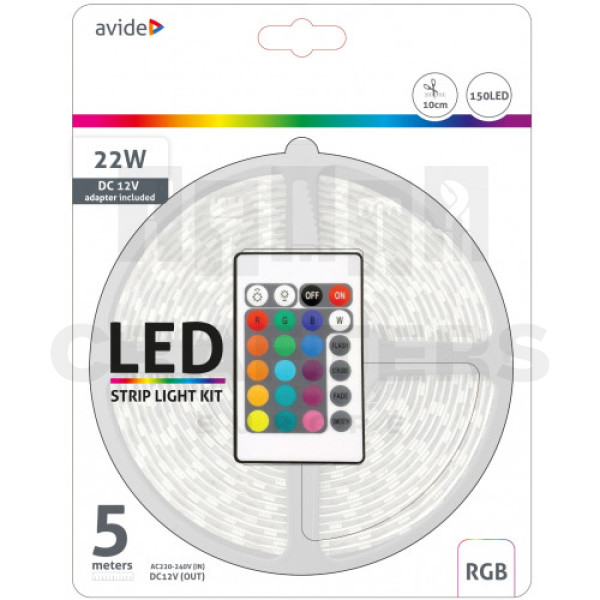 Avide LED Szalag Bliszter 12V 7.2W SMD5050 30LED RGB IP65 5m