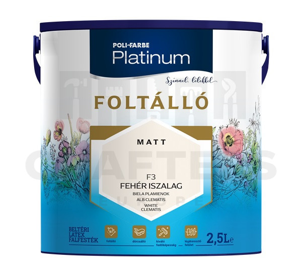 Platinum Foltálló falfesték Fehér iszalag F3 2,5 L