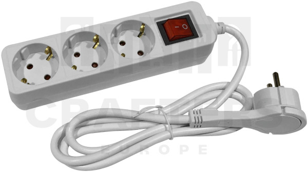 Entac S1 Elosztó 3 Foglalat Kapcsolóval 1,5m Laposfejű