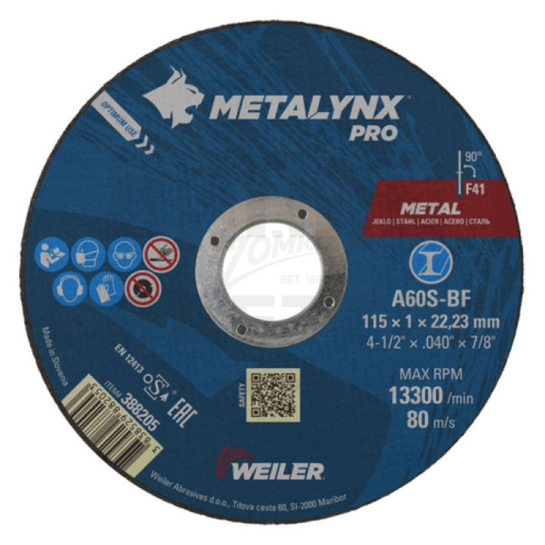 METALYNX PRO METAL vágókorong 125x1,0x22,2 A60T-BF