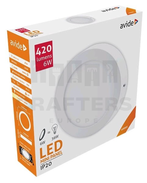 Avide LED Falra Szerelhető Kerek Mennyezeti Lámpa ALU 6W NW 4000K