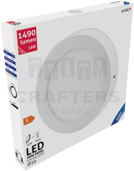 Avide LED Falra Szerelhető Kerek Mennyezeti Lámpa ALU 18W CW 6400K