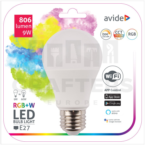 Avide Smart LED Globe A60 9W RGB+W WIFI APP Control