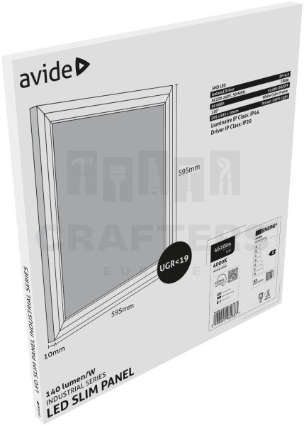 Avide LED Panel 600x600mm 33W NW 4000K 140lm/W UGR+IP44 Industrial Range