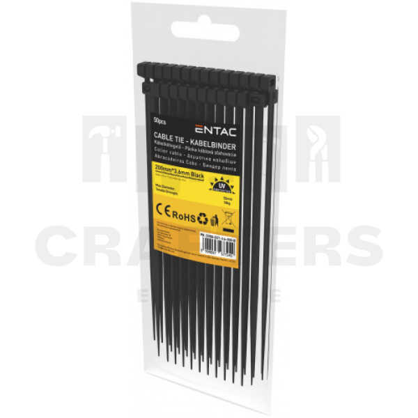 Entac Kábelkötegelő 3,6mmx200mm Fekete