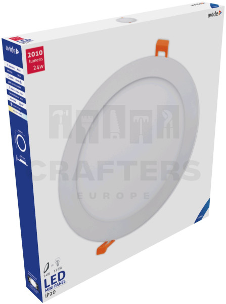 Avide LED Beépíthető Kerek Mennyezeti Lámpa ALU 24W CW 6400K