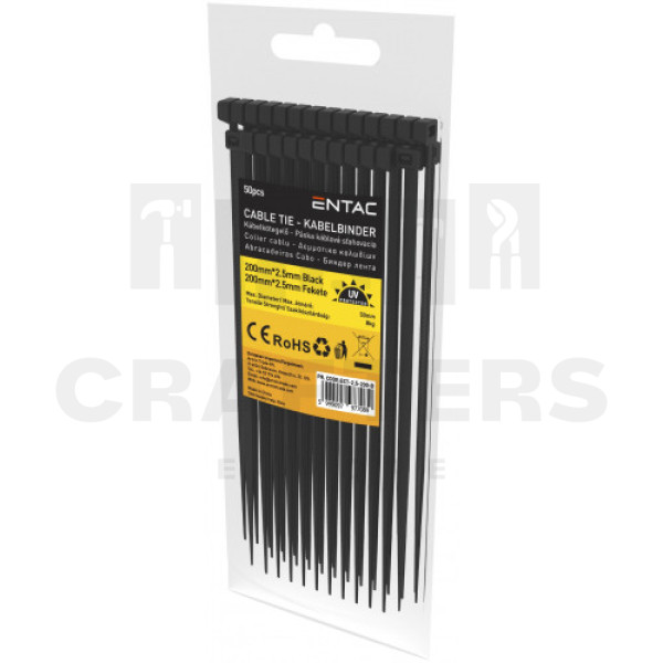 Entac Kábelkötegelő 2,5mmx200mm Fekete